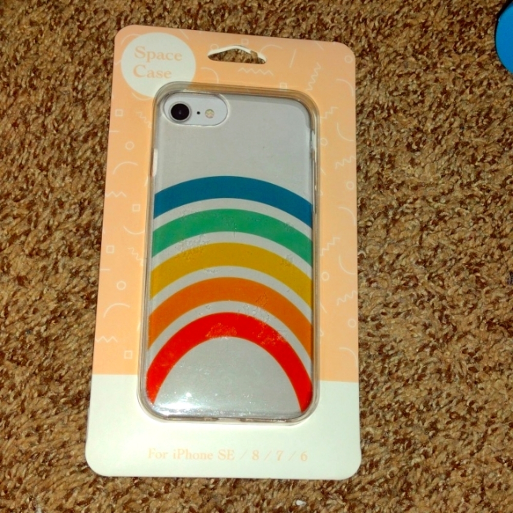 Space Case Iphone SE/8/7/6 clear with rainbow